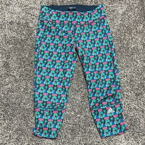 Adidas Blue and Pink Leggings Geometric Print